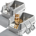 2PACK XL Stainless Steel Litter Box with Lid, Extra Large Cat Litter Boxes