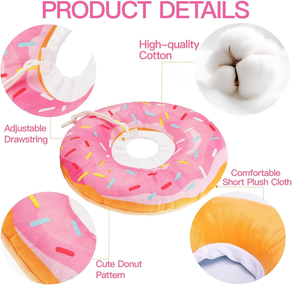 Cat Cone Collar Soft, Cute Cat Donut Collar After Surgery, Adjustable Kitten Recovery Cones to Stop Licking, Lightweight Neck Elizabethan Collars for Cats Kittens (Pink, Medium)