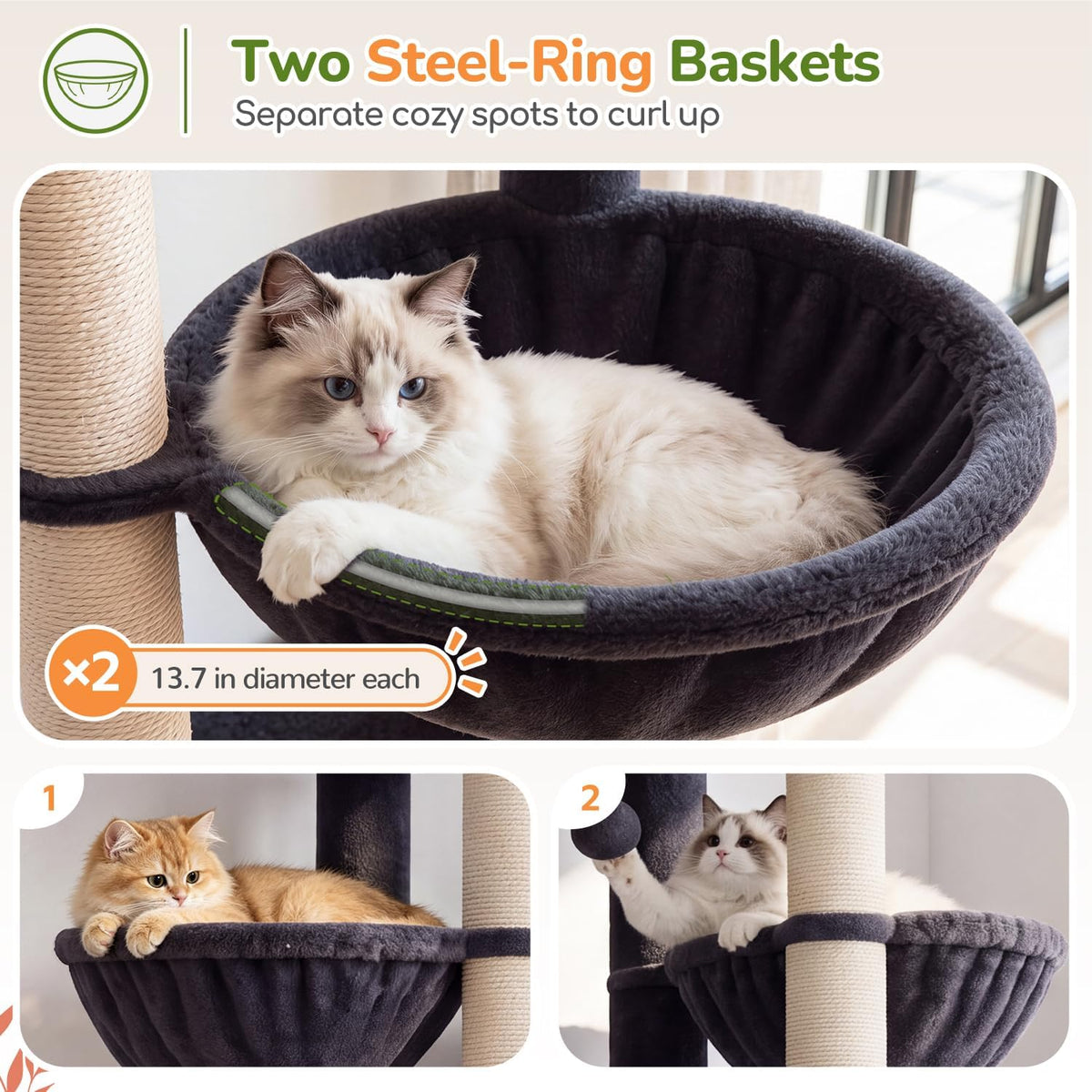 Globlazer Heavy Duty Cat Tree for Large Cats, 25.5in Wide Top Perch, S52F
