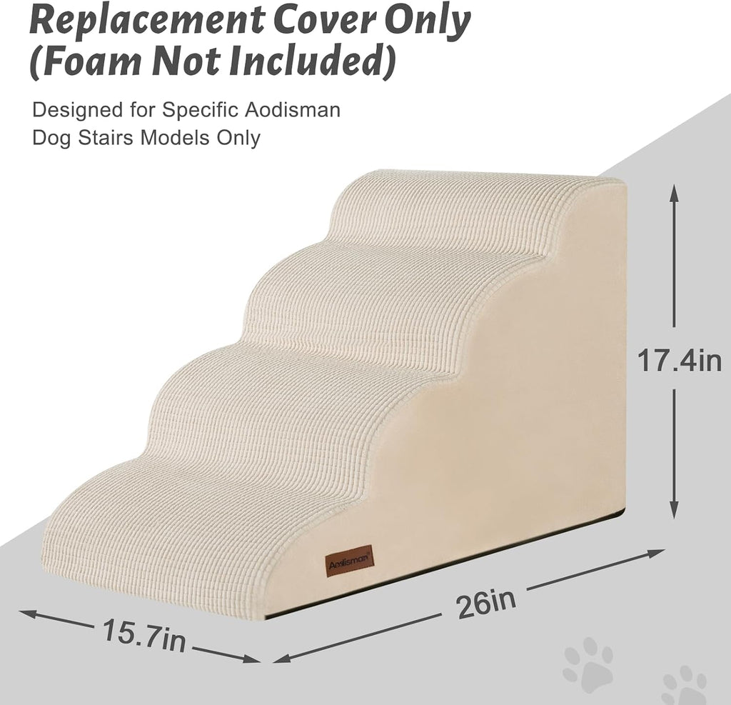 4-Step Dog Stairs Replacement Cover(for AODISMAN Pet Ramp Only),Beige