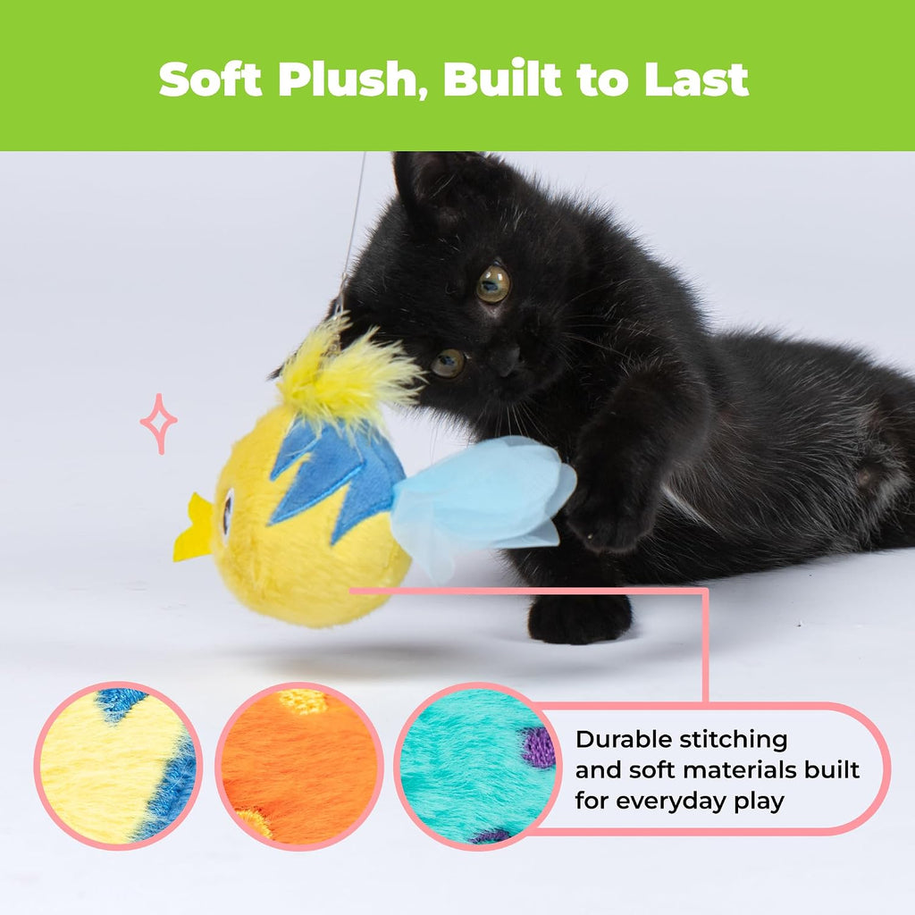 Best Pet Supplies Catify Interactive Cat Toy with Catnip - Fluffy Fish Set