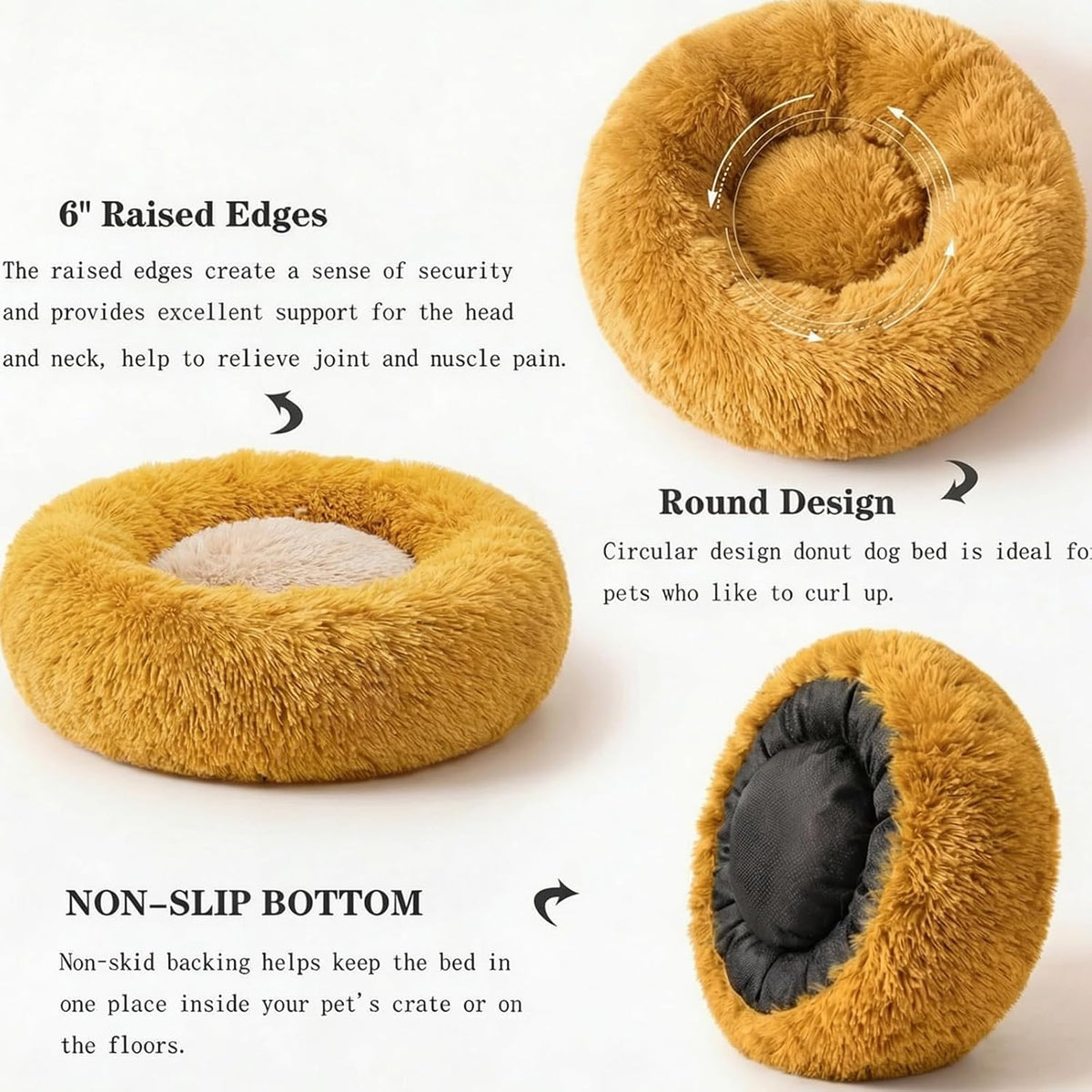 nononfish Cozy Dog Bed for Small Dogs,Plush Calming Pet Bed