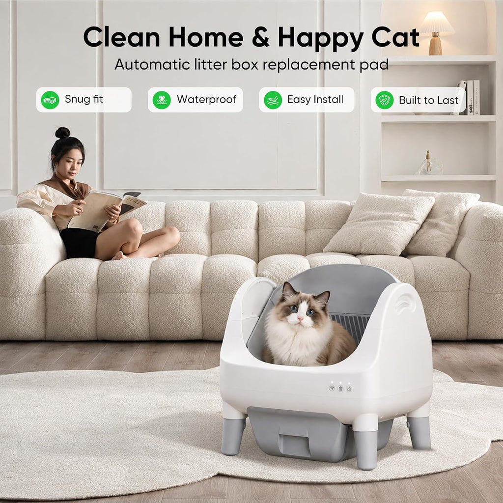 2 Pack Waterproof Cat Liner Pad for Self-Cleaning Litter Box