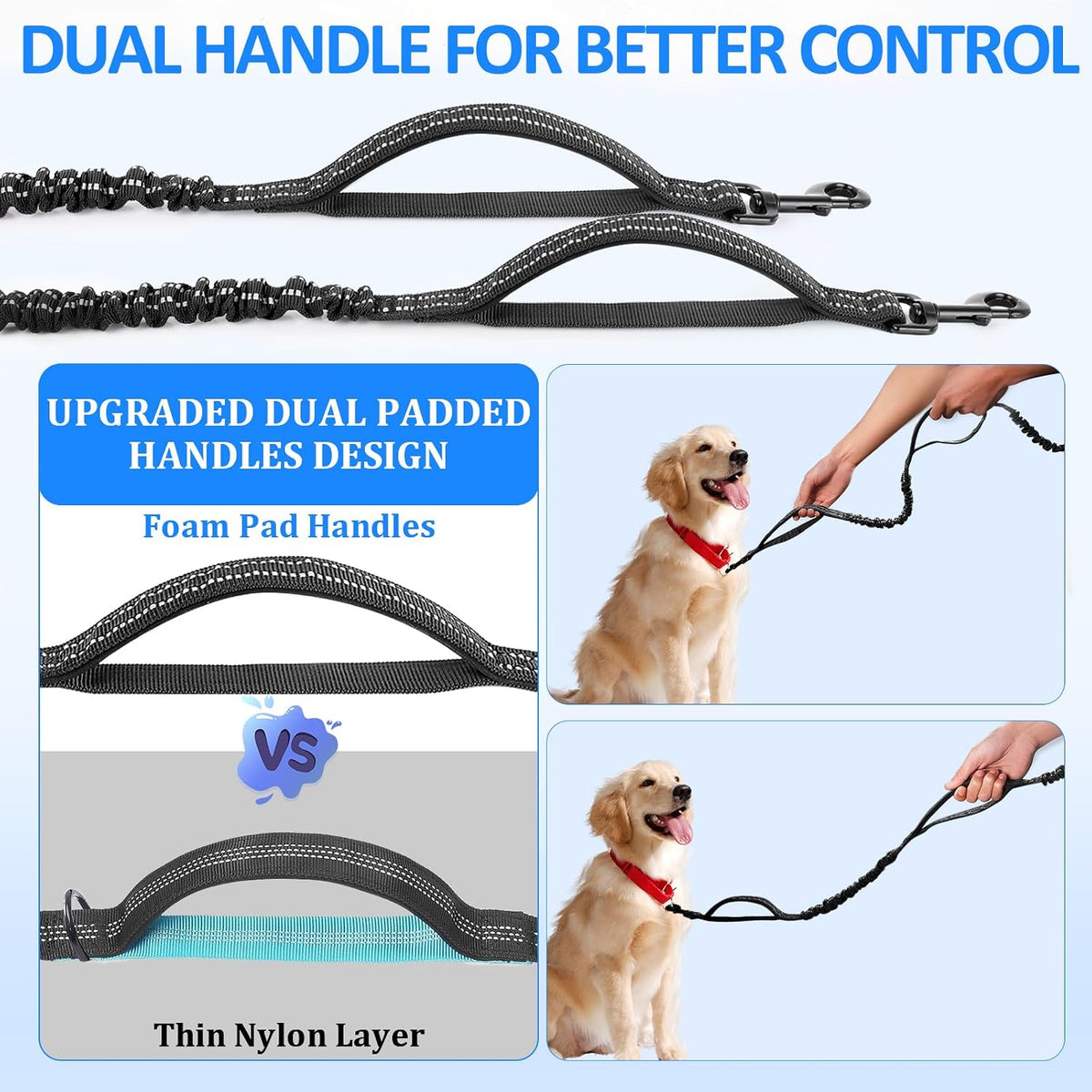 Philorn Hands Free Dog Leash for 2 Dogs, Adjustable Waist Leash