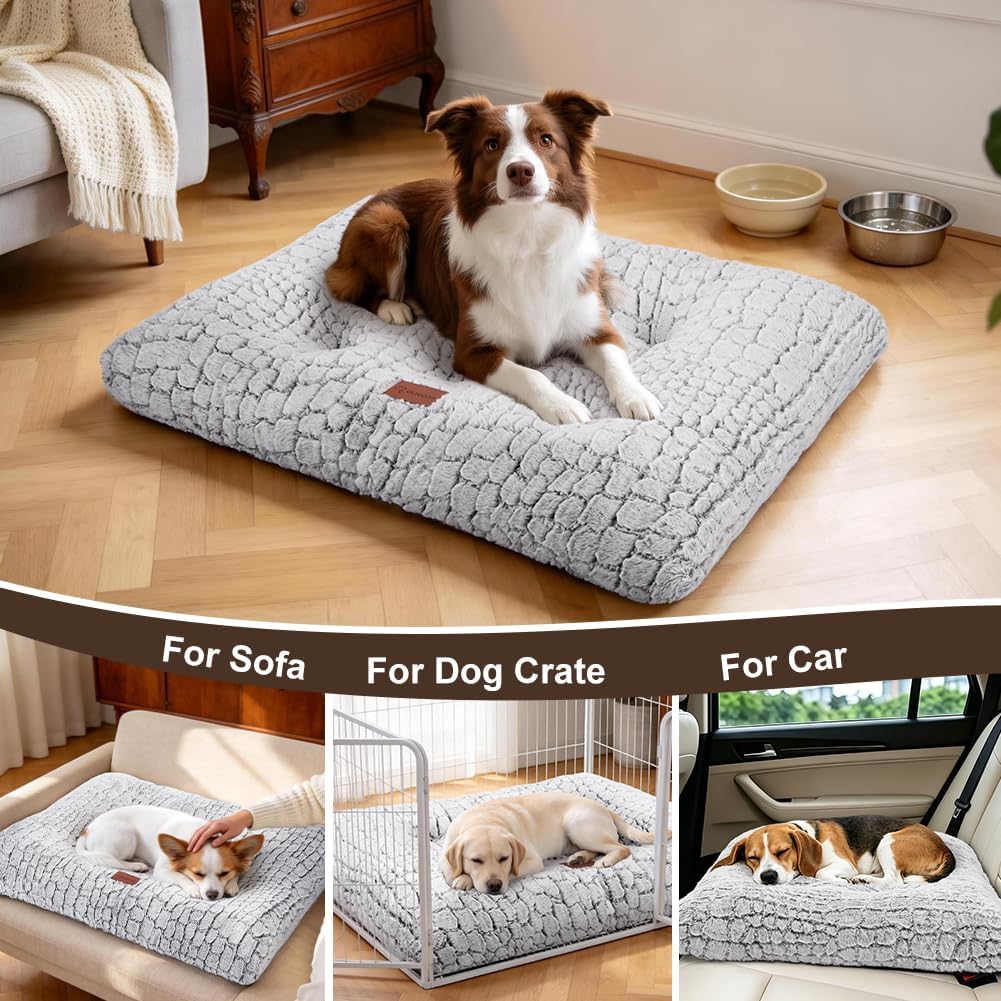 Dog Bed Crate Pad for Medium Dogs 36"x24" White