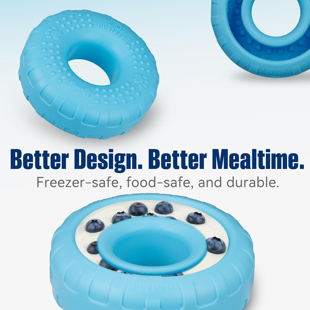 Dog Enrichment Lick Bowl, Bestalk Slow Feeder Lick Mat for Dogs, Freeze Puzzle Licking Bowl for Anxiety Relief, BPA Free Silicone, Dishwasher Safe(Light Blue,L)