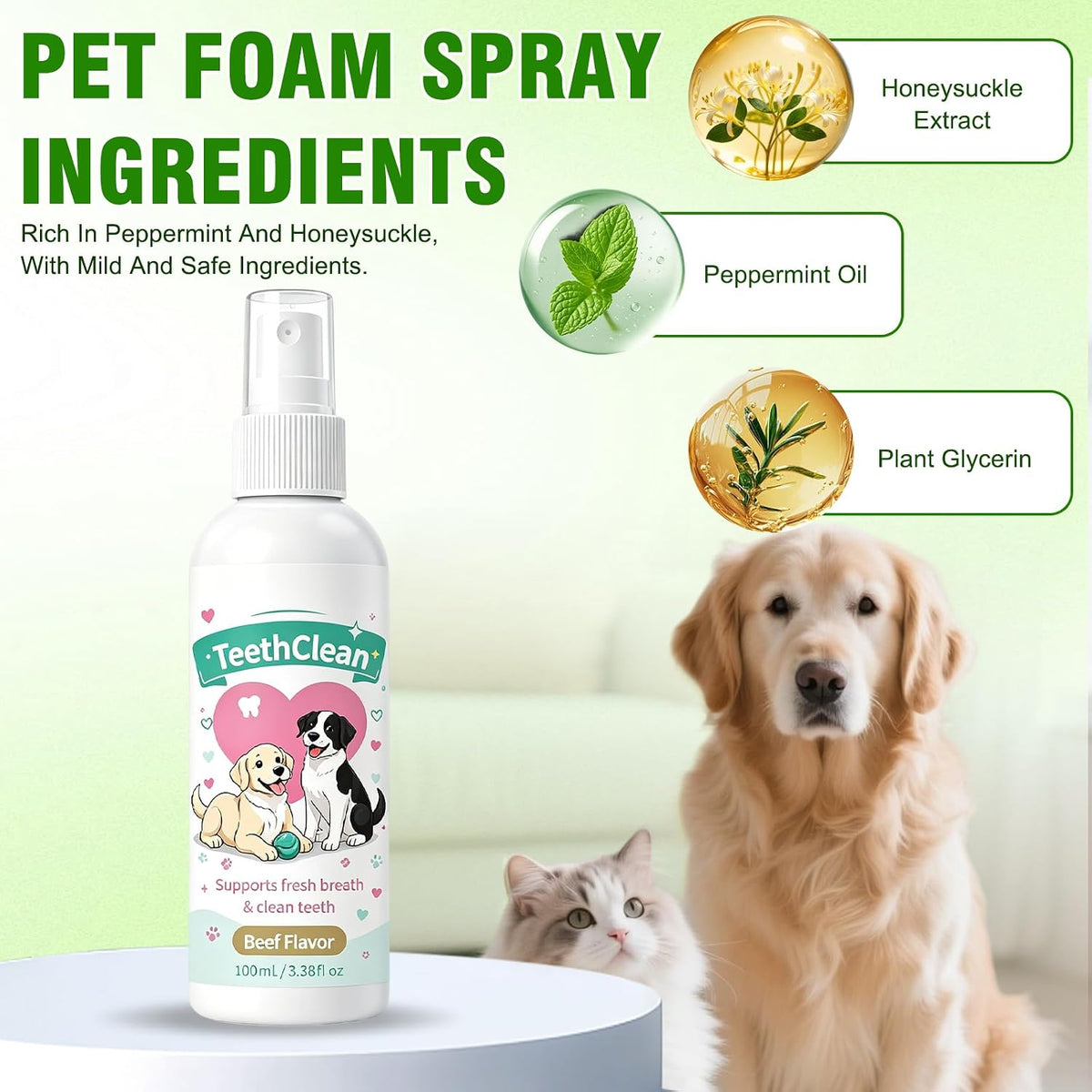 2Pcs Premium Dental Spray, Probiotic Oral Spray, Suitable for Dogs and Cats, Freshens Breath, Helps Keep Teeth Clean and Gums Healthy, Maintains Oral Hygiene - No Brushing Required (100ml)