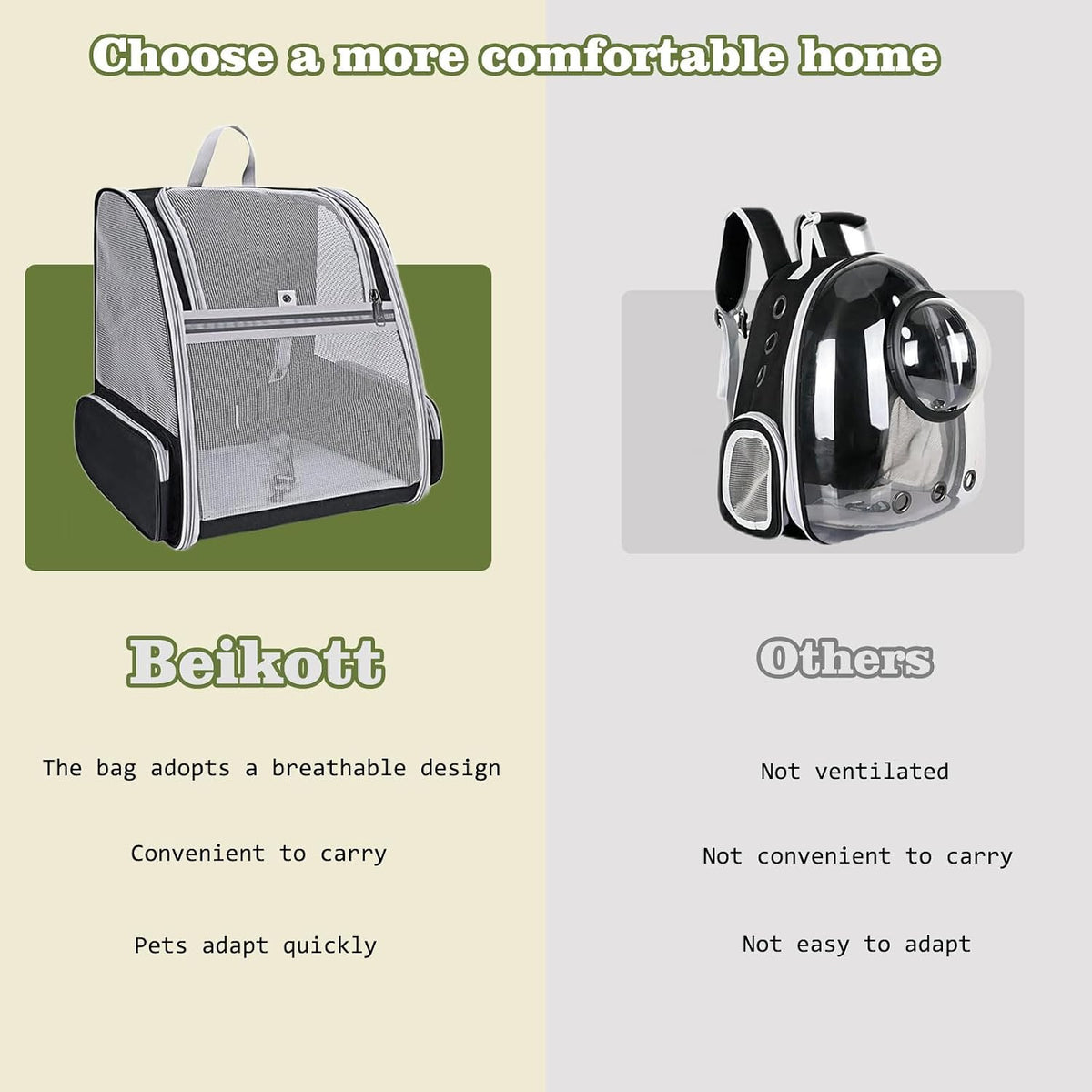Cat Dog Backpack 12.6"×11.4"×16.5" Large Breathable Pet Bag Carrier