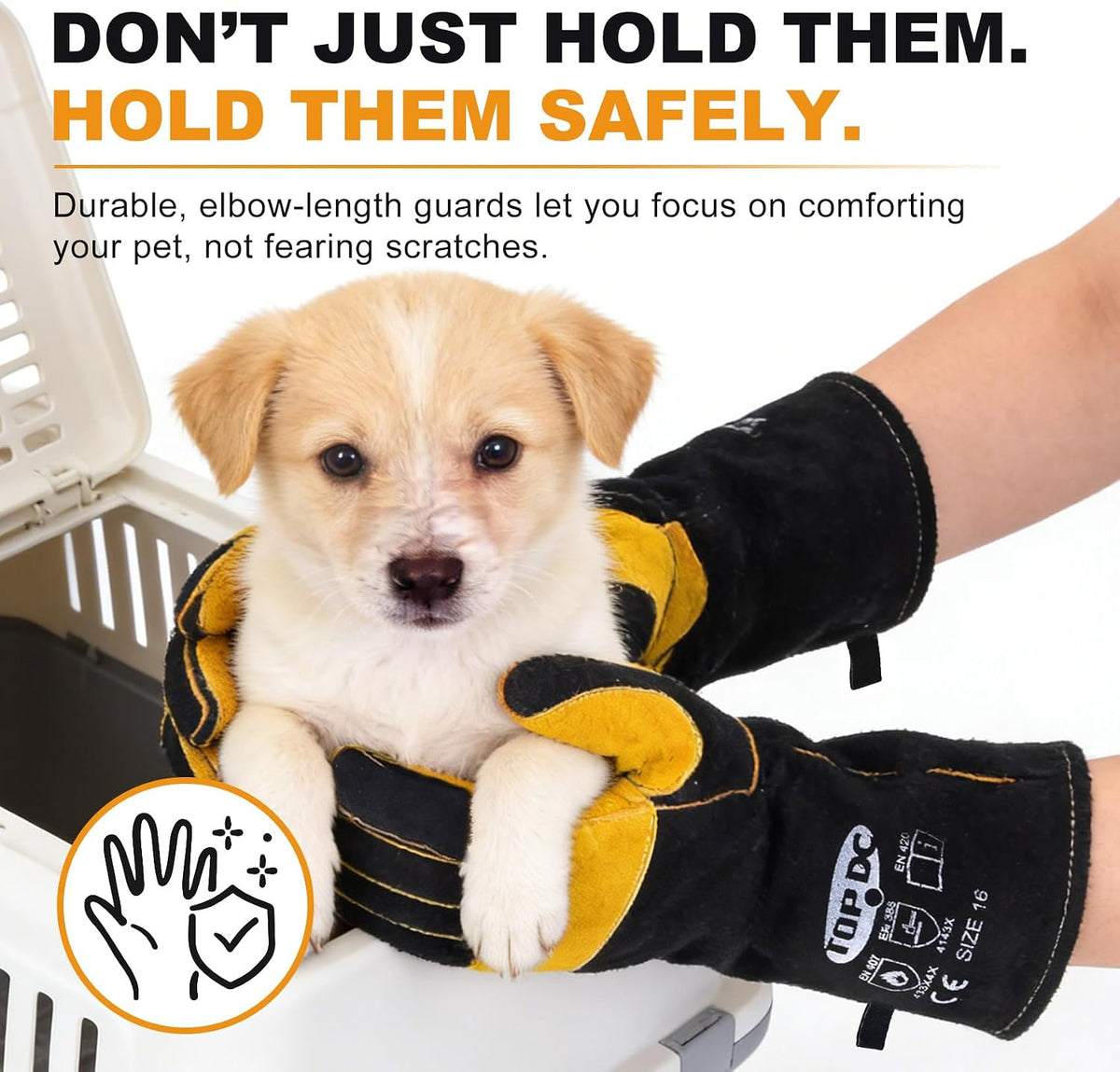 TOPDC Animal Handling Gloves, 16-Inch Bite & Scratch Resistant for Dog Cat