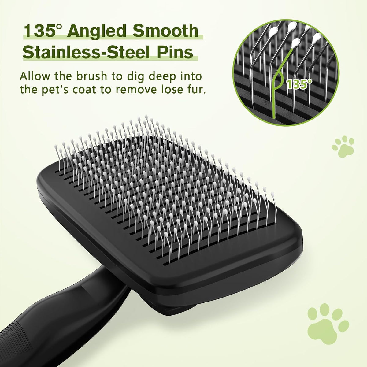 Pecute Skin Friendly Self-Cleaning Slicker Brush for Dog & Cat Shedding