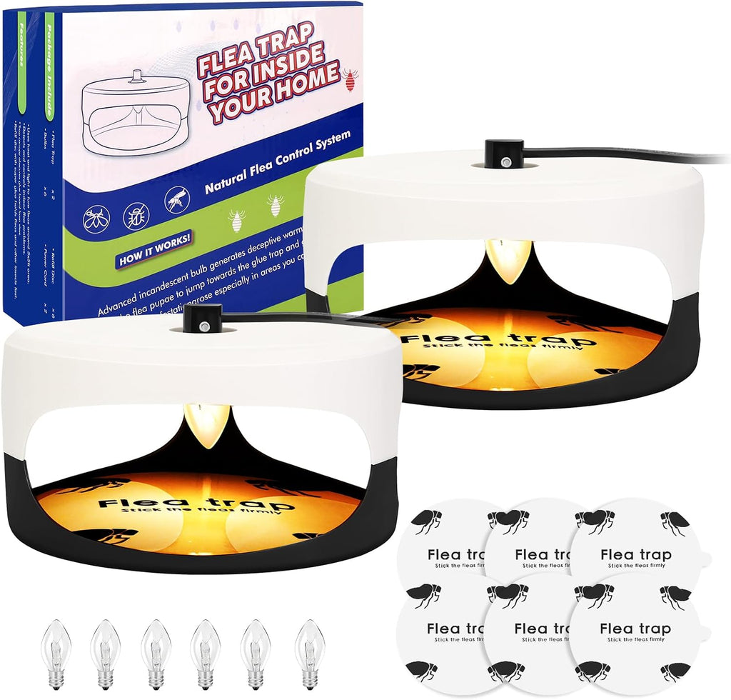 Flea Trap for Inside Your Home, 2Pack Pet Safe Indoor Flea Treatment Light