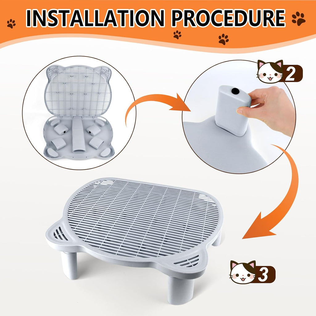 Litter Box Step Adjustable Cat Step with Filter Function, Light Grey