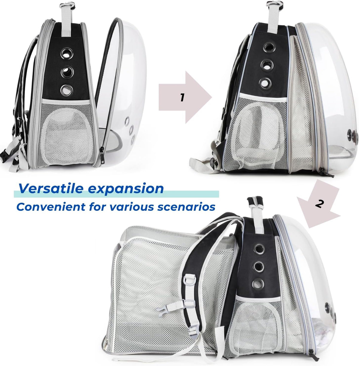 Lollimeow Expandable Bubble Cat Carrier Backpack, Supports up to 16 lbs