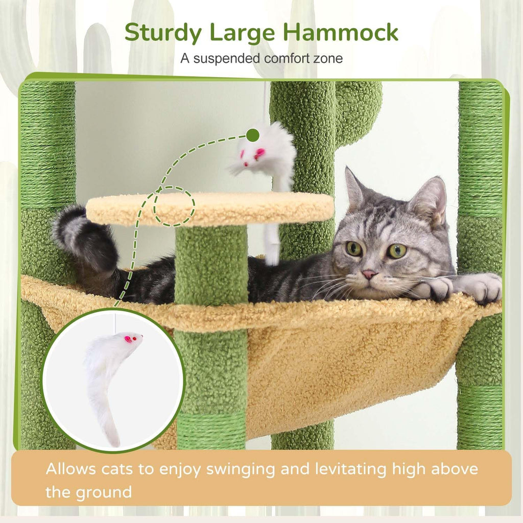 Globlazer Cactus Cat Tree Tower with Scratching Post for Indoor Cats, F53