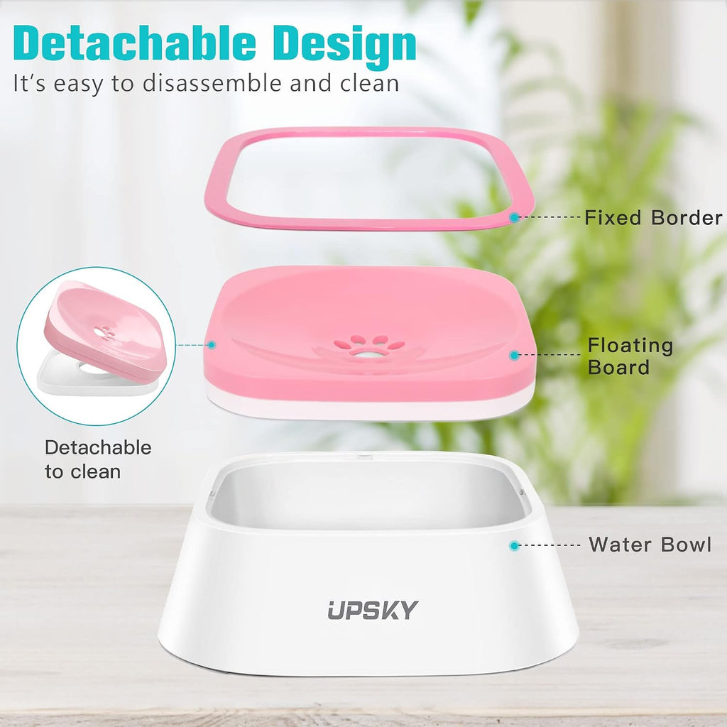 UPSKY 35oz No-Spill Pet Water Bowl, Slow Water Feeder for Dogs and Cats | Splash-Proof Bowls, Slow Drinking Pet Dish, Easy-Clean Dishwasher Safe, Portable For Travel 