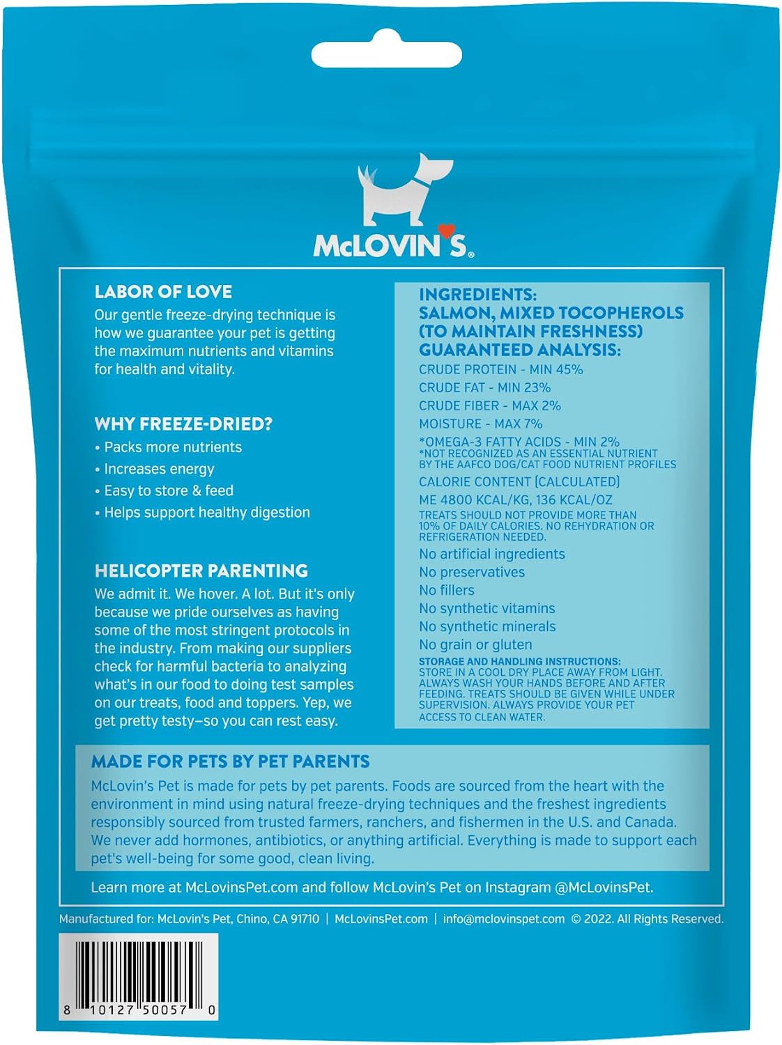 McLovin's Freeze Dried Dog Treats & Toppers, Salmon Total 7.2oz, USA Made