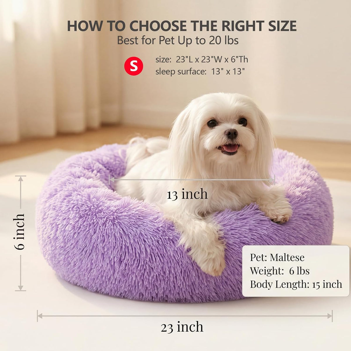 nononfish Soft Donut Dog Bed,Cozy Calming Bed for Puppies