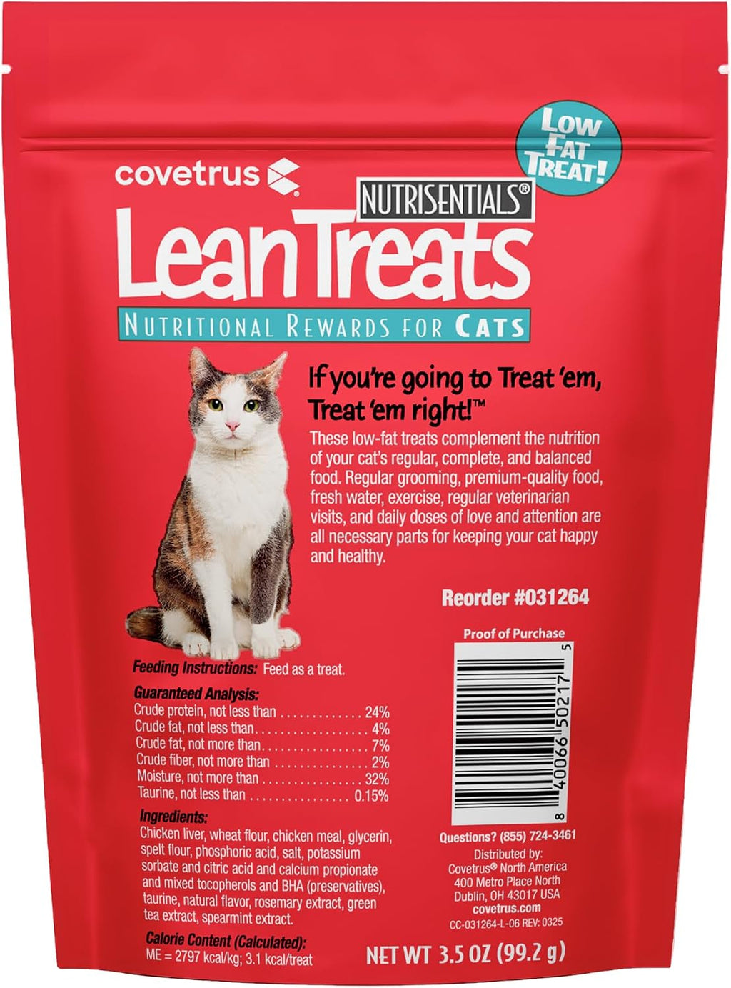 Covetrus Nutrisential Lean Treats for Cats - Soft Cat Treat for Small, Medium, Large Cats - Nutritional Low Fat Bite Size - Chicken Flavor - 10 Pack - 3.5oz