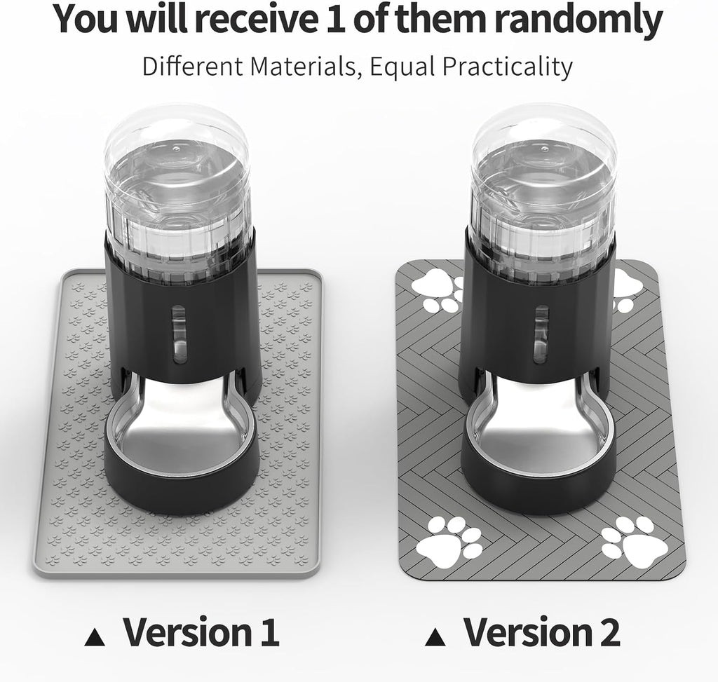 JUNSPOW Cat Water Dispenser with Placemat & Stainless Steel Bowl (4L Black)