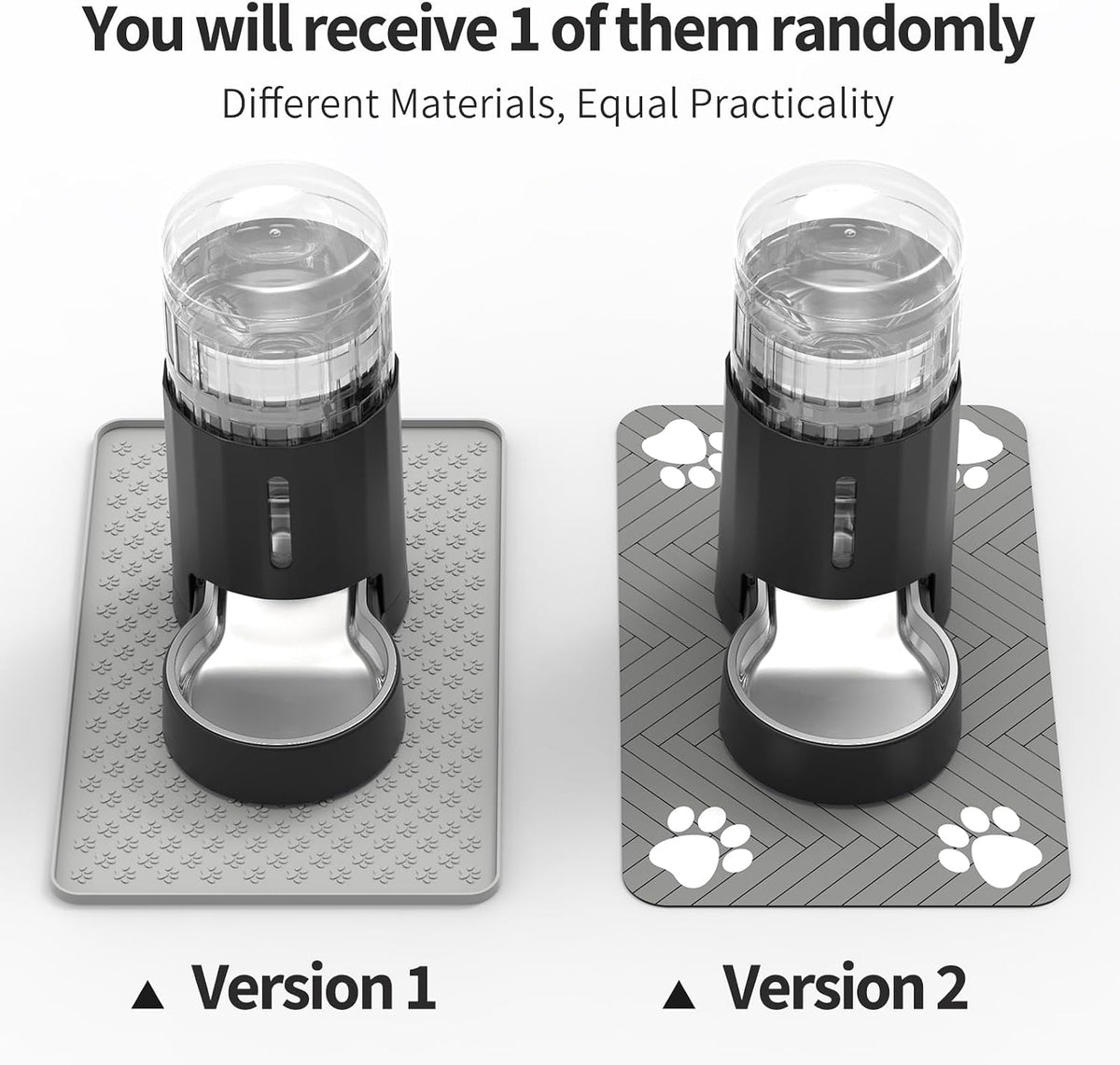 JUNSPOW Cat Water Dispenser with Placemat & Stainless Steel Bowl (4L Black)