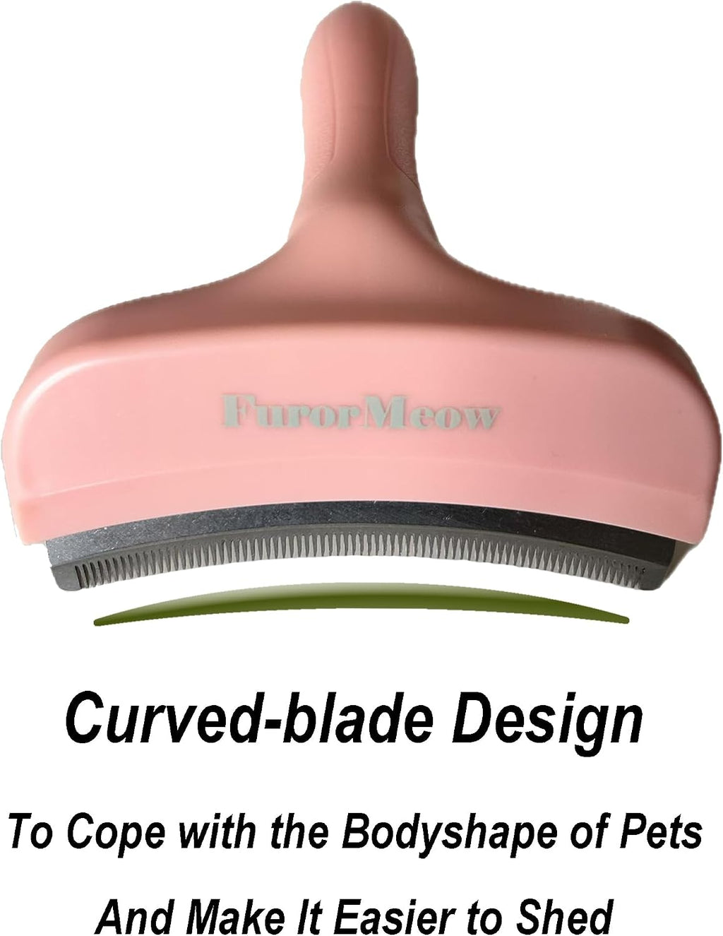 Pet Deshedding Tool with Curve Blade, Cat Grooming Brush, Tight V-shaped Teeth Shedding Comb for Cat and Dog (Pink, Large)