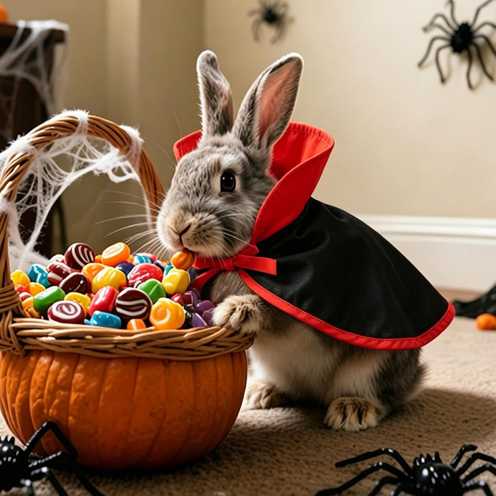 NAMSAN Pet Vampire Costume for Cats Small Dogs Rabbits, Halloween Cat Dracula Cape, Stand-Up Small Dog Vampire Cloak, Halloween Cat Outfit for for Holiday Party Cosplay Statue Decoration