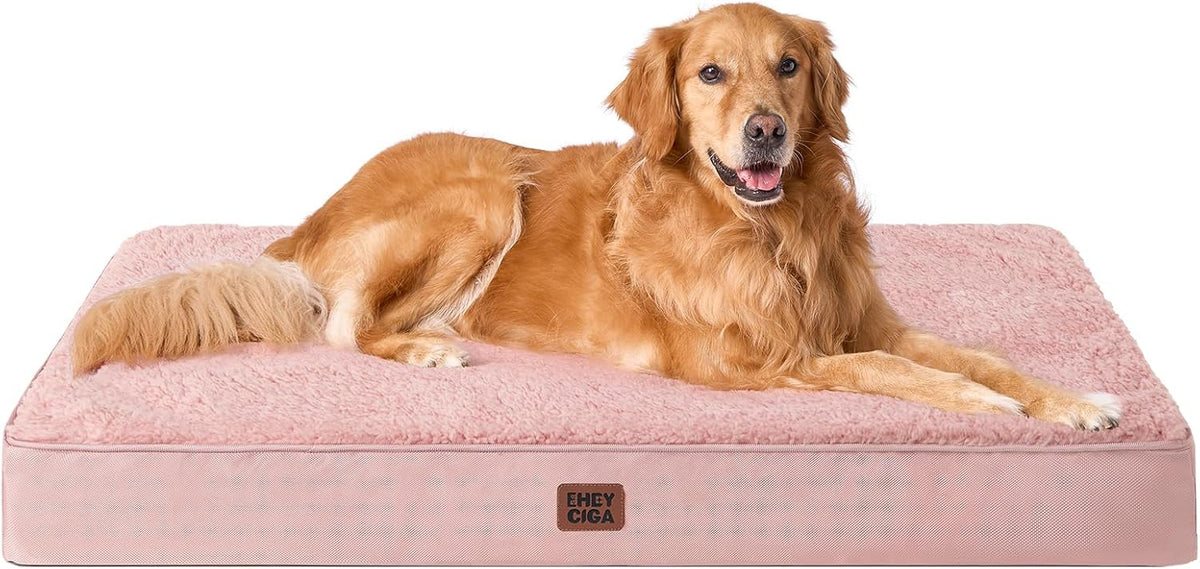 EHEYCIGA Orthopedic Dog Bed Large with Removable Washable Cover, 44IN Pink