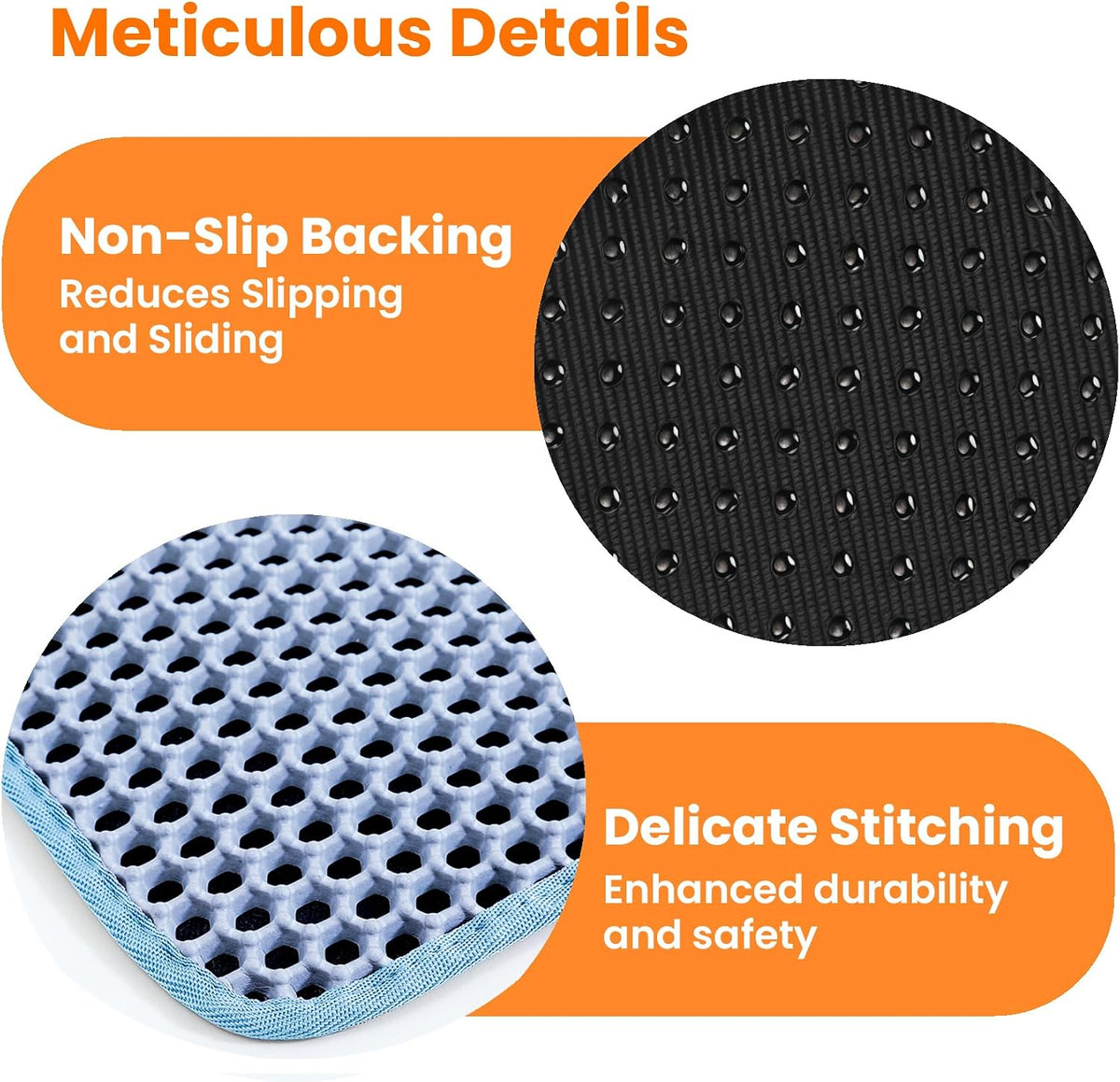 Extra Large Cat Litter Mat, Double Layer Honeycomb Design, Blue | 30x22”, Reduces Litter Tracking, Easy to Clean, Waterproof, Non-Slip, Soft on Paws, Scratch Resistant, Blue, XL