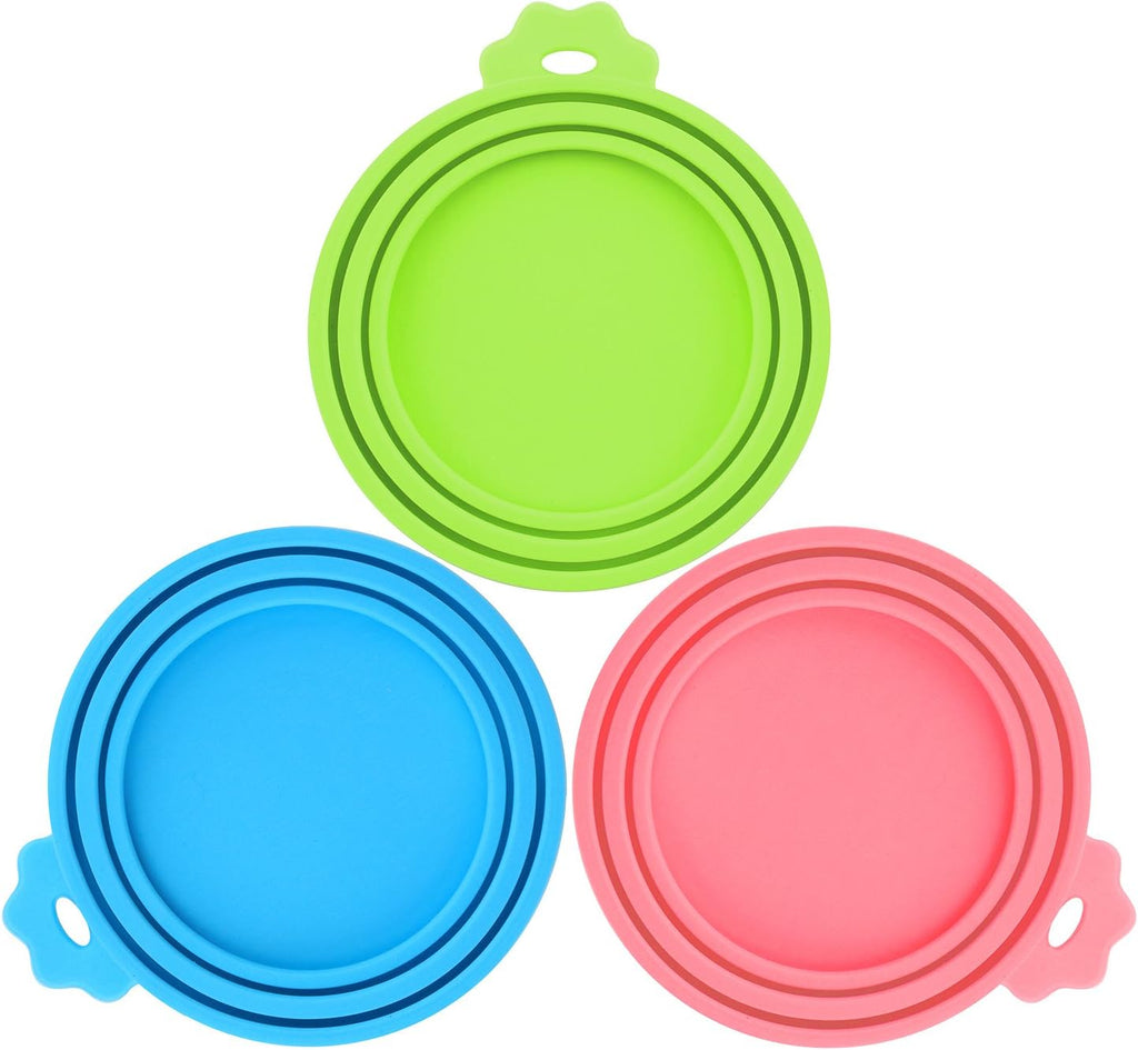 Pet Food Can Covers-Comtim 3 Pack Silicone Can Lids Caps for Dog Cat Wet Food,Universal Size Fit Most Standard Size Canned Dog and Cat Food 
