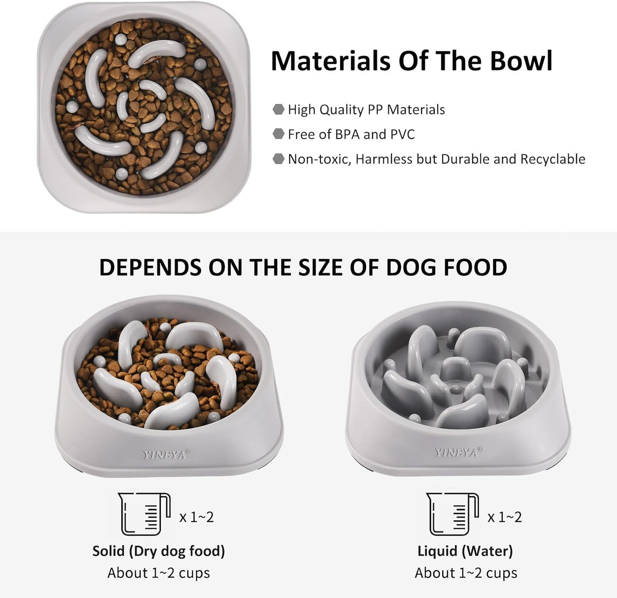 YINEYA 2PCS Slow Feeder Dog Bowls, Pet Supplies that Slow Down Eating, Pet Food Bowls, Maze Dog Puzzle Feeder for Medium Breed
