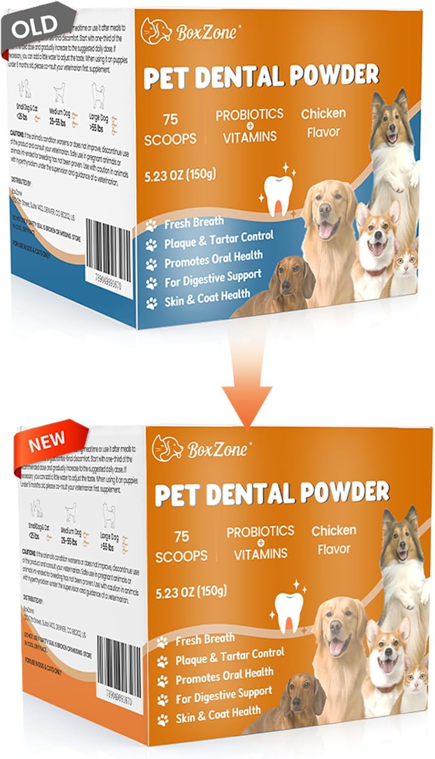 Dog Teeth Cleaning Powder - Plaque & Tartar Control, Breath Fresheners