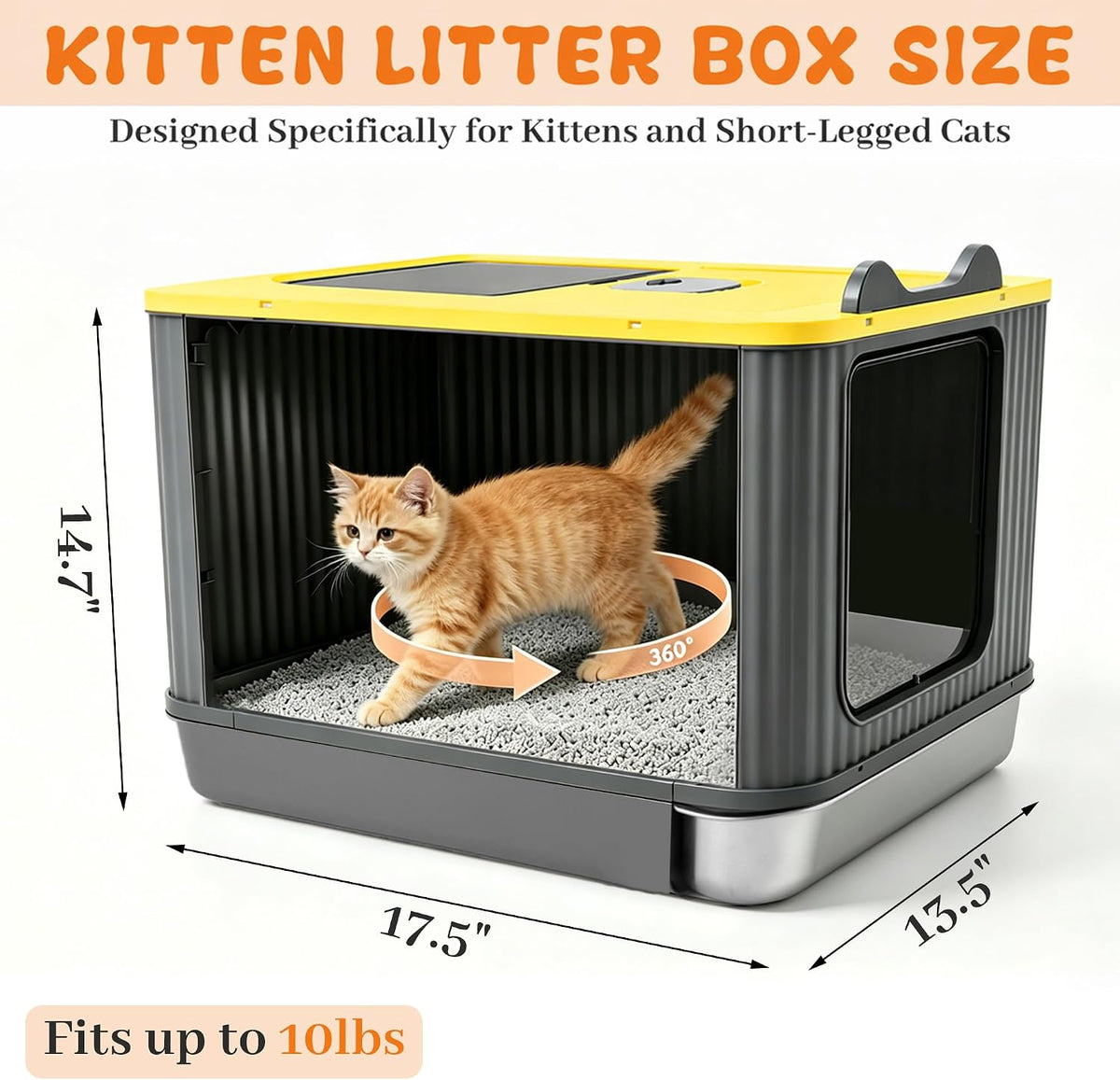 Stainless Steel Cat Litter Box Enclosed, Small, Dual Entry, Pull-Out Tray