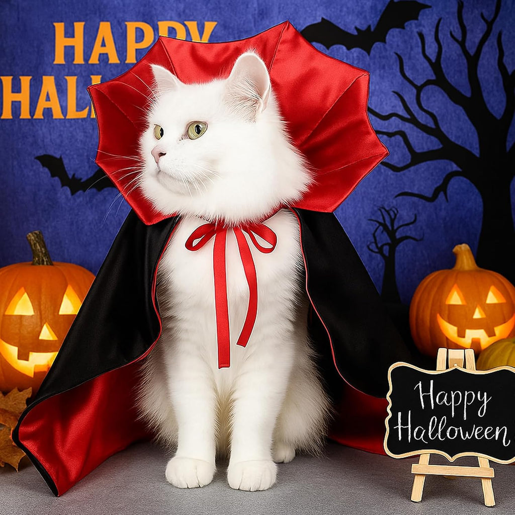 Halloween Vampire Cloak Costume,Stand-Collar Pet Cape Accessories