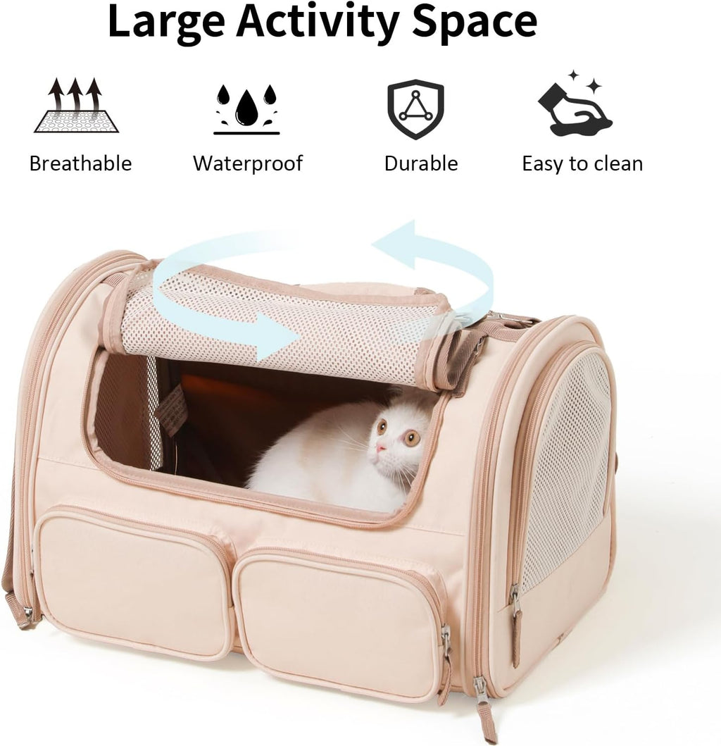 FUKUMARU Cat Carrier, Airline Approved Dog Carrier with Rollable Cover