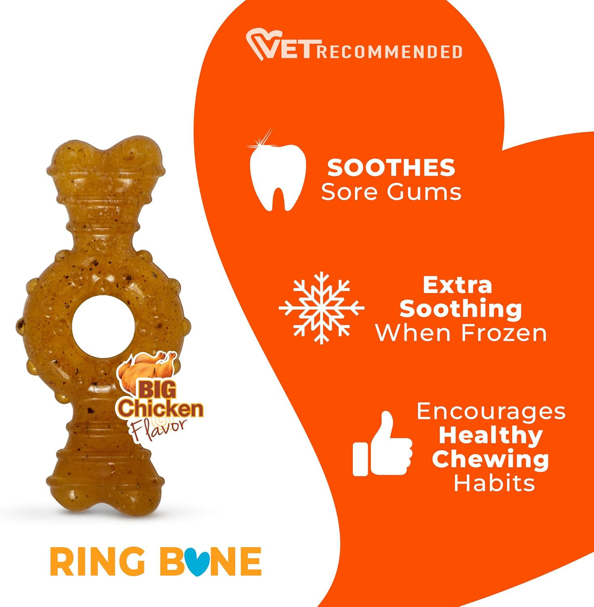 Nylabone Puppy Chew Teething Ring Bone Dog Toy, Chicken Flavor, X-Small | Soothing teething toys for puppies, puppy enrichment, & teething relief, freezable for added comfort, dogs up to 15 lbs