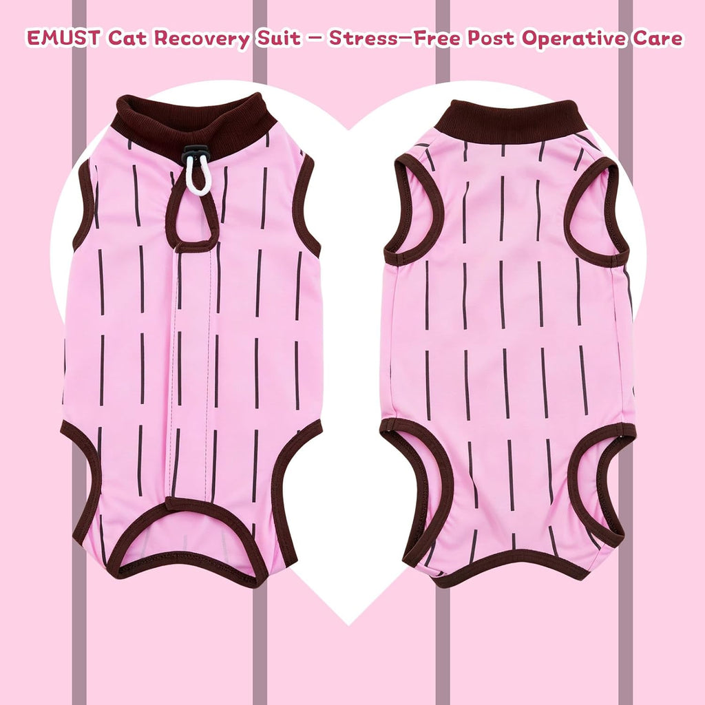 Cat Spay Recovery Suit Female, Cat Onesie for Abdominal Wounds, Pink M