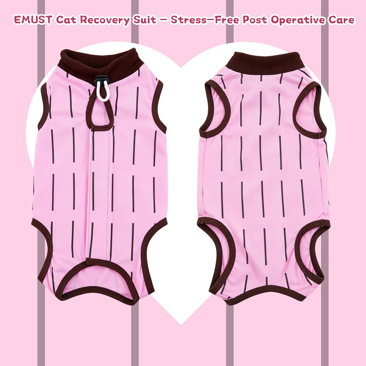 Cat Spay Recovery Suit Female, Cat Onesie for Abdominal Wounds, Pink M