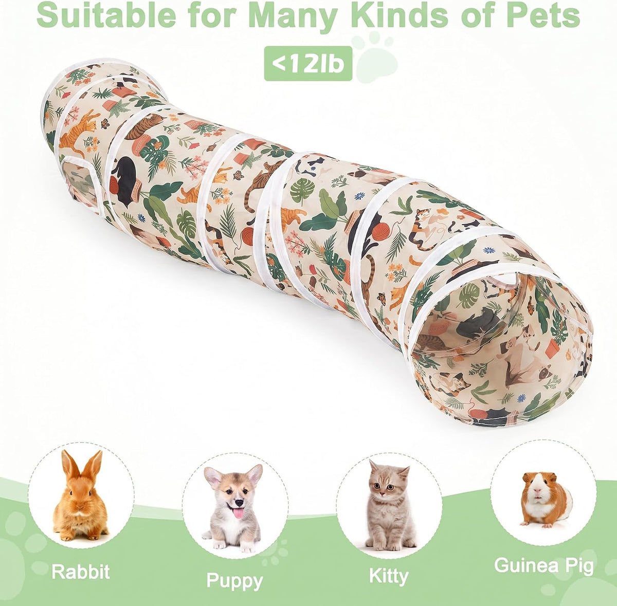 Glittme S-Shape Cat Tunnel, Foldable Cat Tunnels for Indoor Cats