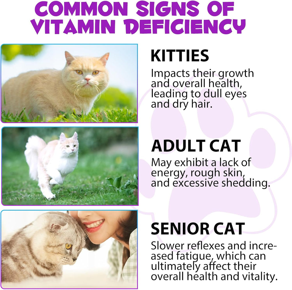 VOSIFSDIY Cat Multivitamin,15 in 1 Cat Vitamins Liquid Drops Supplements for Heart Health, Bones, Joint, Skin & Coat, Bladder, Immune System Support 60ml-2pcs