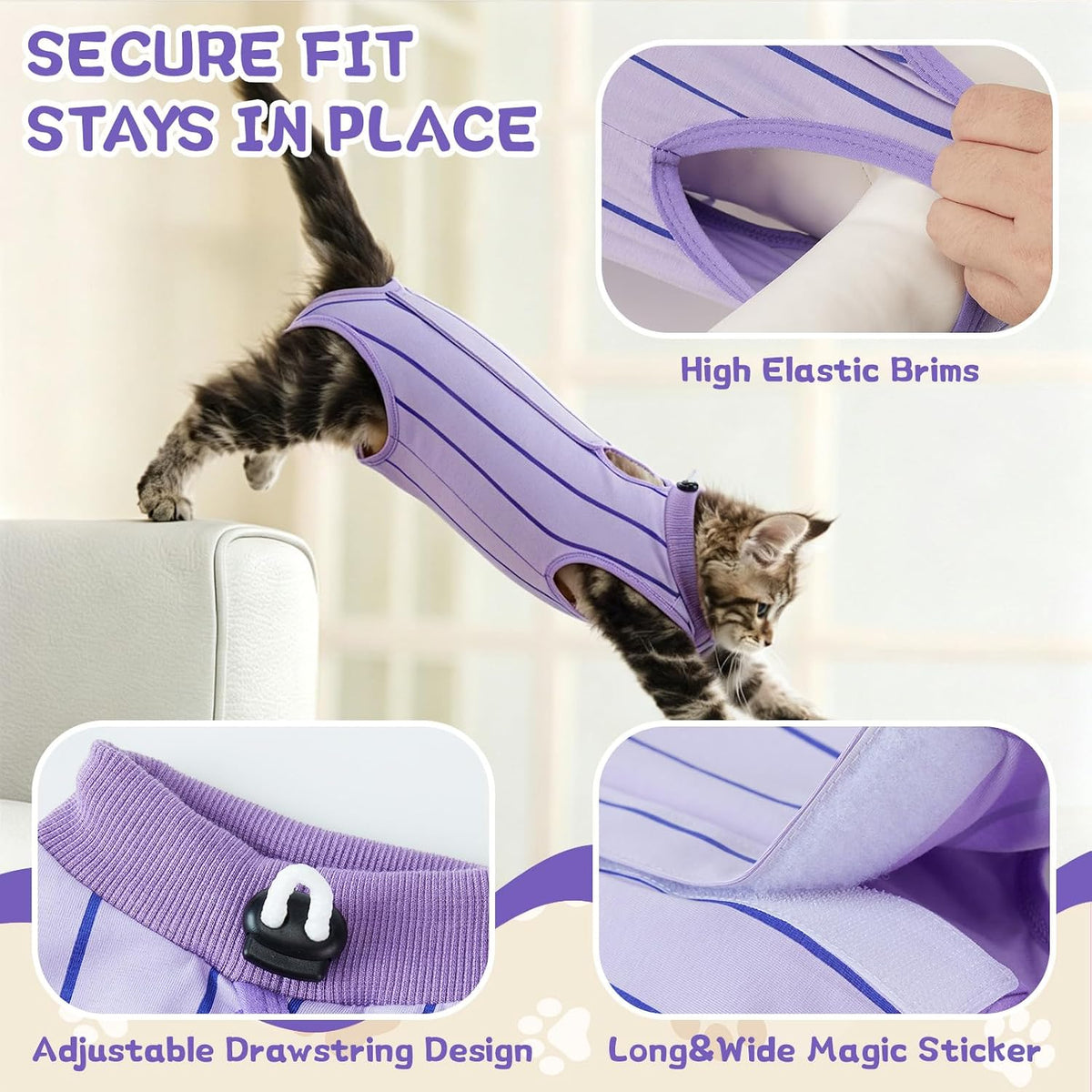 EMUST Cat Recovery Suit, Cat Surgery Recovery Suit Female for Wound Care