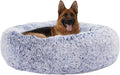Bedfolks Calming Fluffy Donut Dog Bed for X-Large Dogs,Navy Blue,45" Round