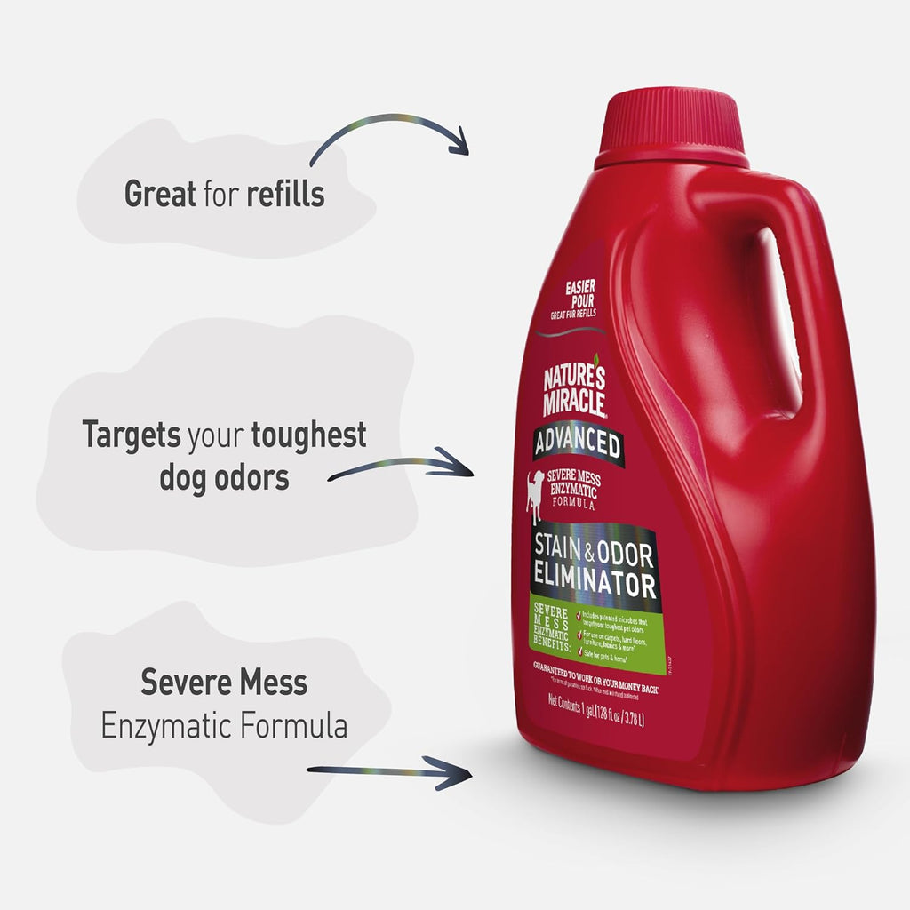 Nature’s Miracle Advanced Dog Stain & Odor Eliminator, Severe Mess, 1 gal