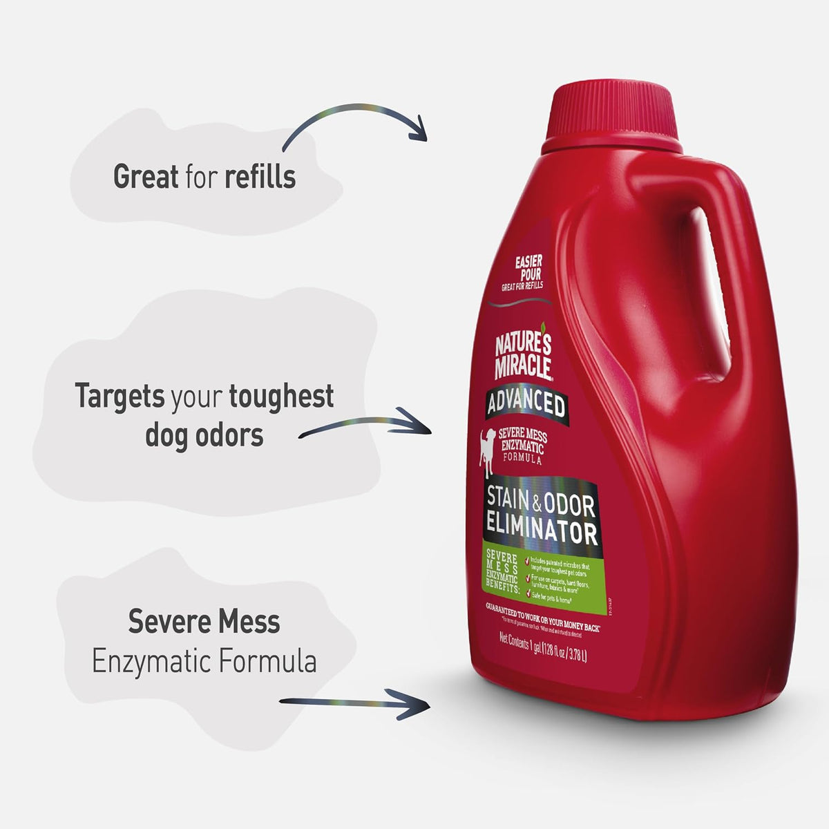 Nature’s Miracle Advanced Dog Stain & Odor Eliminator, Severe Mess, 1 gal