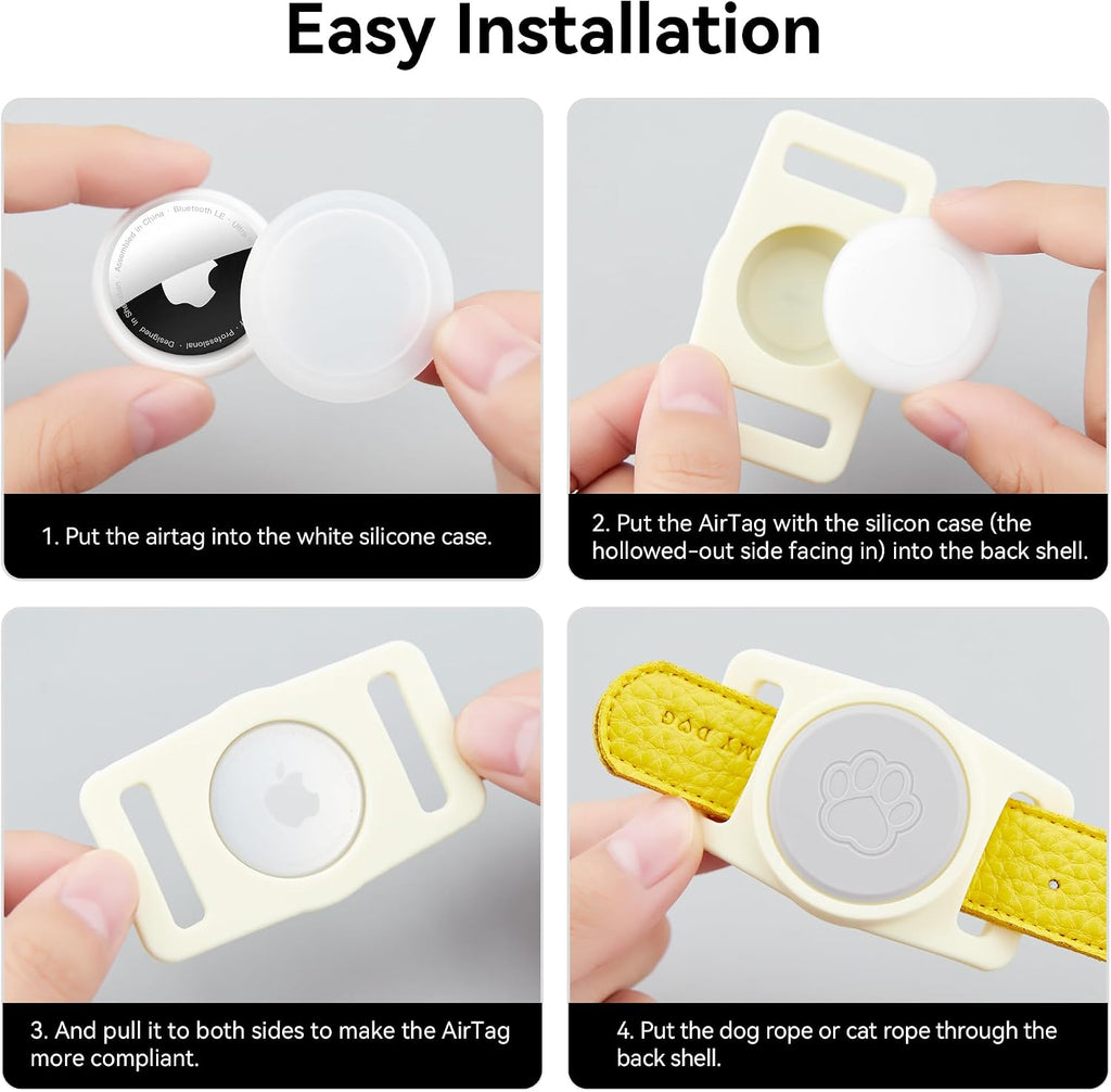 GOCII for Airtag Dog Collar Holder 2 Pack,Waterproof Dog Collar Holder for Apple AirTag(Gen 1 & 2),Silicone Air Tags Case for Dog Collars(Beige & Gray)