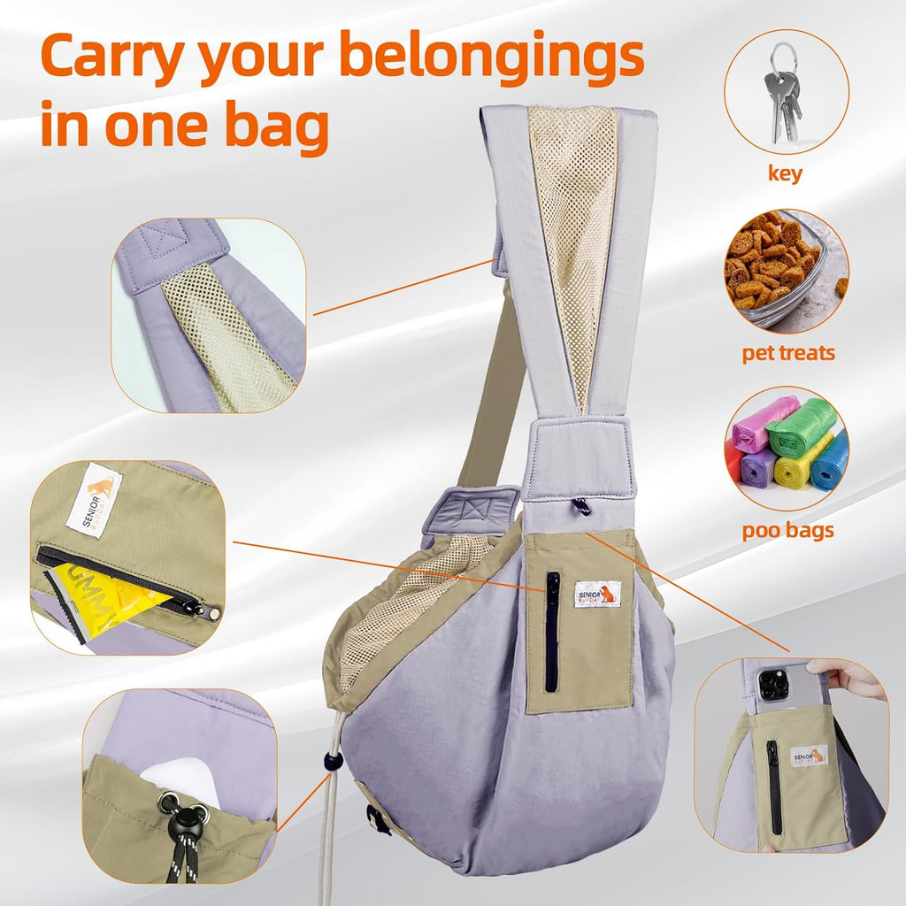 Dog Carrier Sling, Dog Carriers for Small Dogs Up to 20lbs, Purple