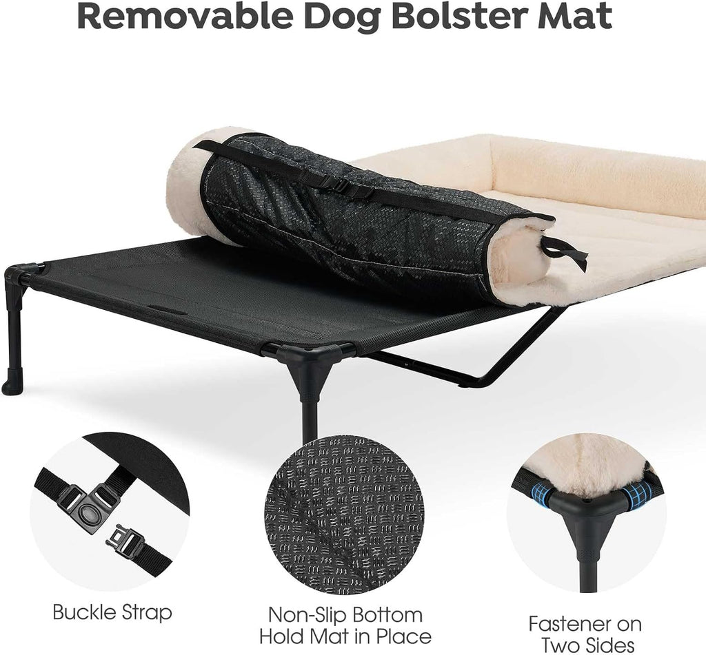 Veehoo Elevated Dog Beds Large Sized Dog with Fluffy Plush Bolster Cushion