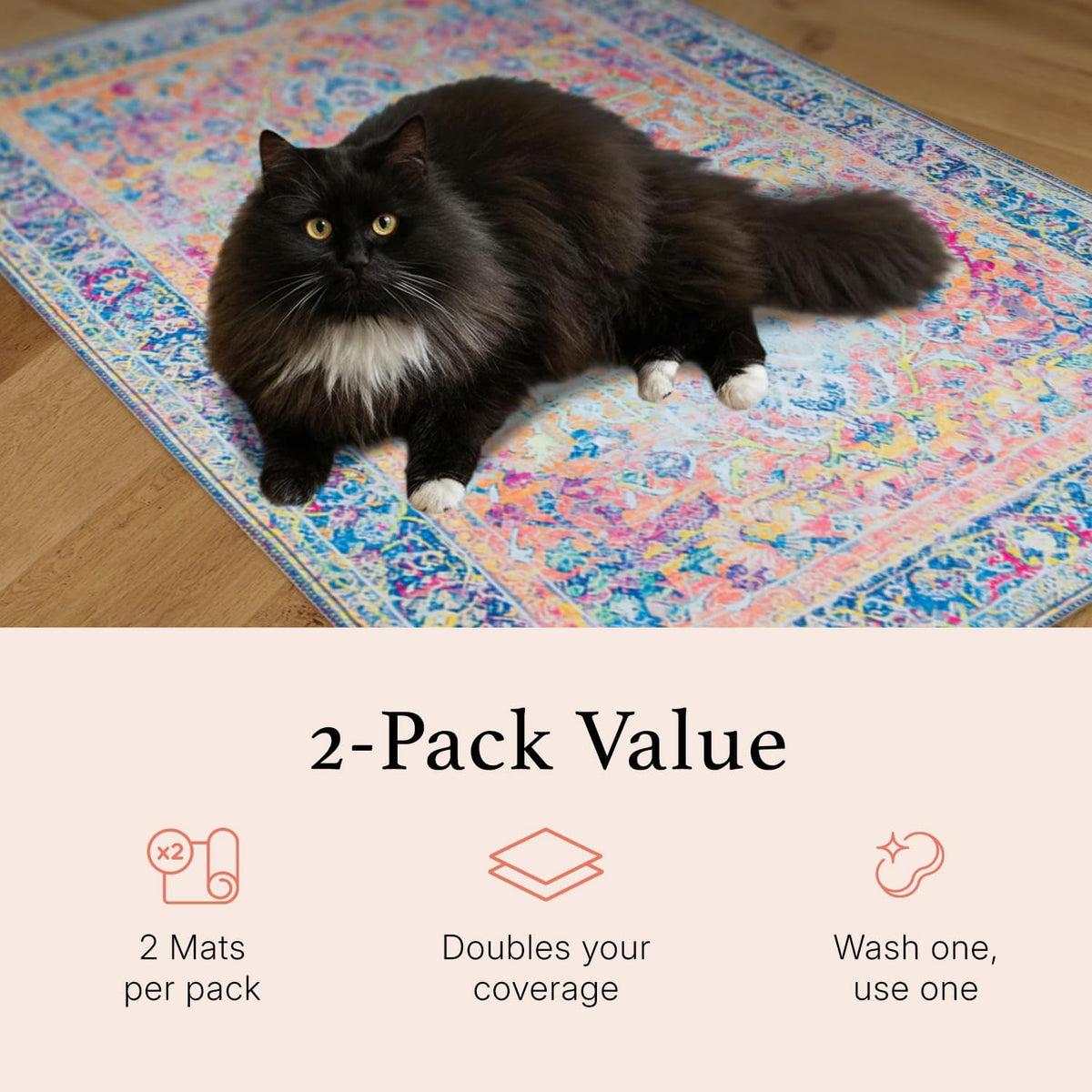 Lovewag Cat Litter Mat, Litter Box Mat, Blue Mesa, 28x41, 2 Pack | Washable litter mat cover, kitty litter mat & cat mat for litter box, litter trapping mat, prevents tracking, multi-cat