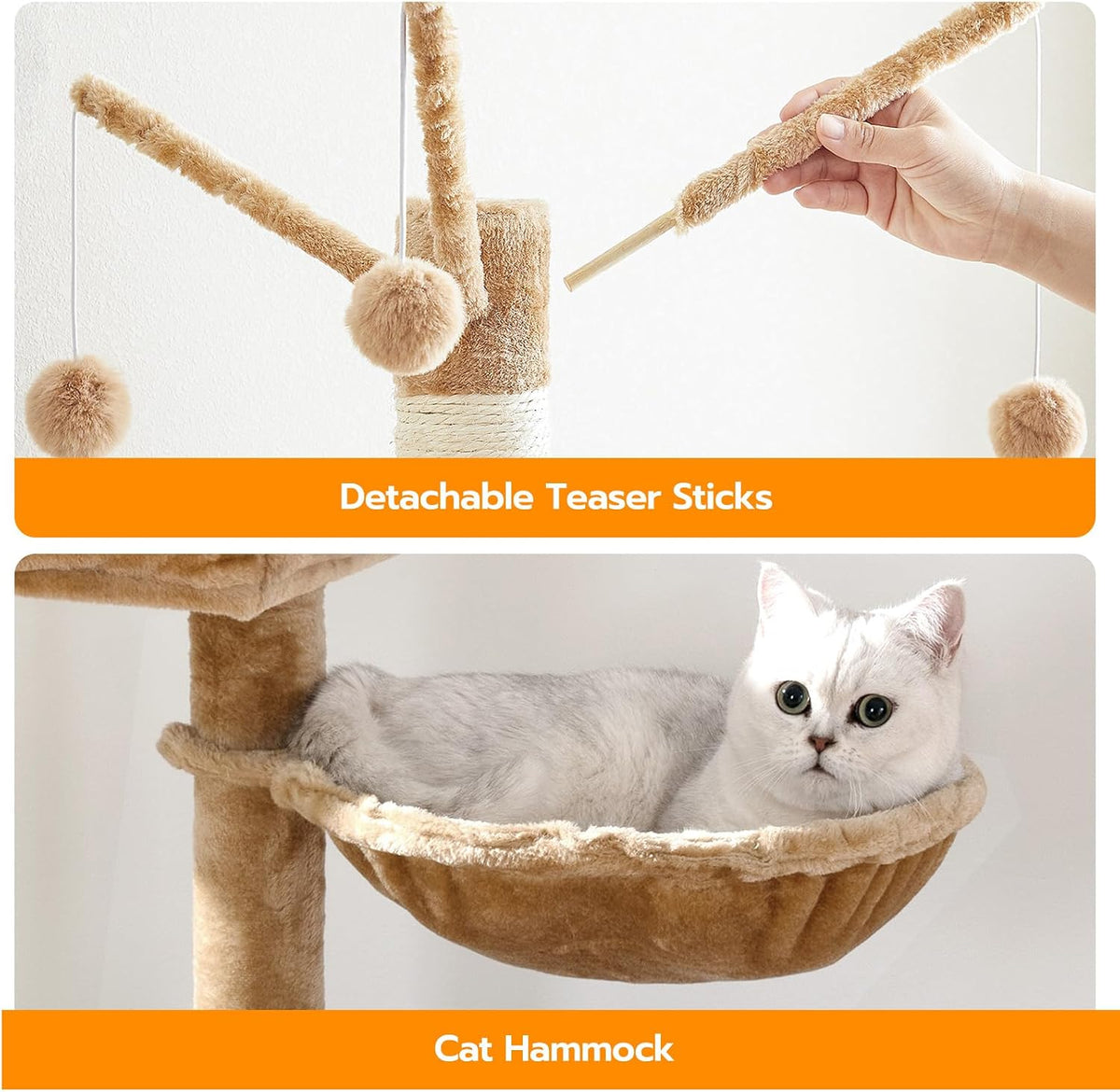 HOOBRO Cat Tree with Litter Box Enclosure for Indoor, Wooden Cat Condo with Scratching Posts, Hidden Litter Box Furniture, All-in-One Cat House, Rustic Brown FG15MZ03