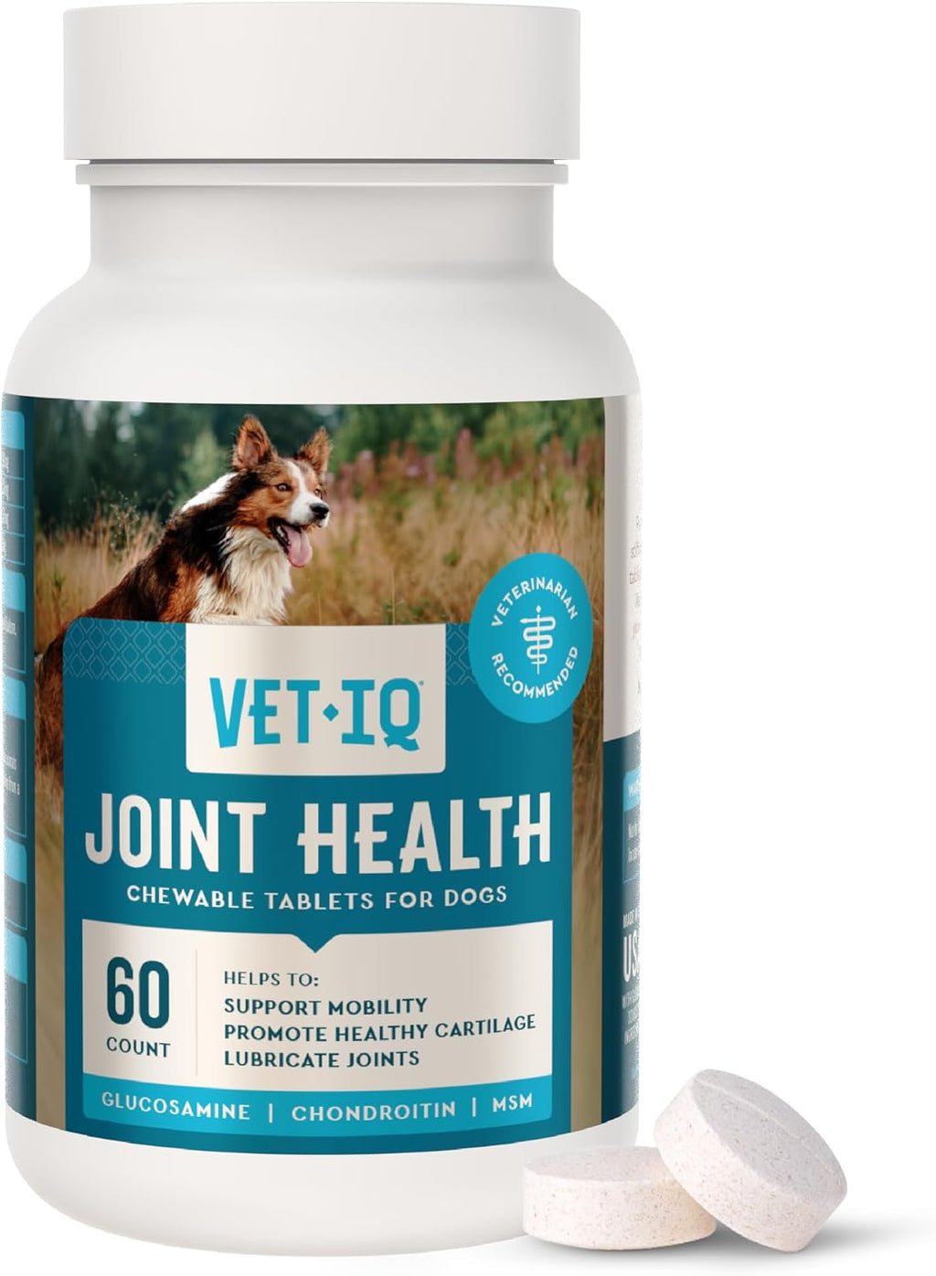 VetIQ Hip & Joint Chewable Tablets for Dogs, Glucosamine, 60ct