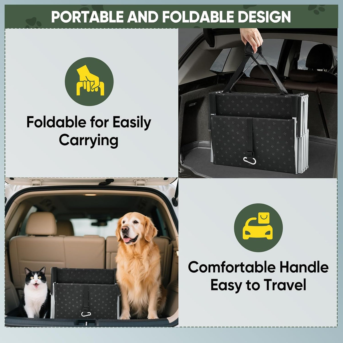 Sakerplus Dog Stairs for Large Dogs, 17.7” Wide Dog Ramps for Car 5 Steps